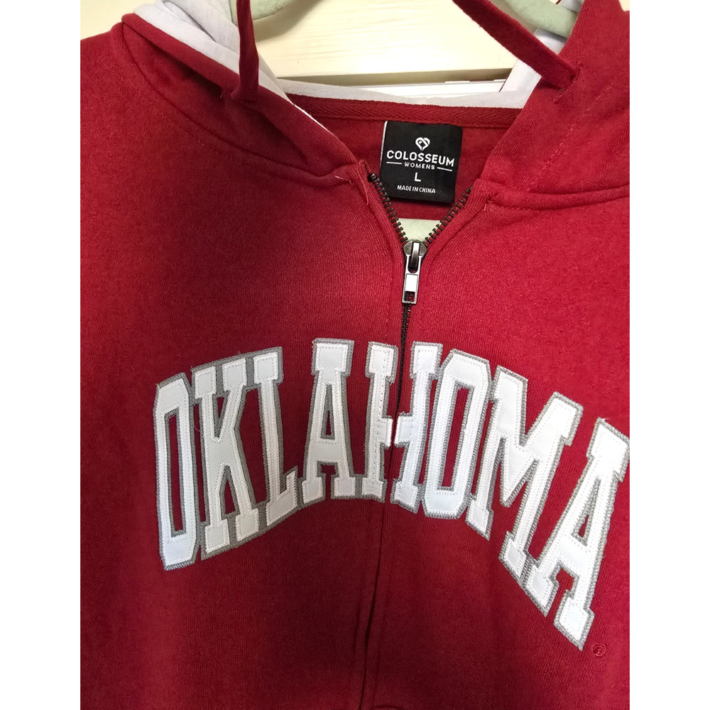 Oklahoma Sooners Womens Large Full Zip Hoodie Colosseum OU Red NWT NEW - Picture 2 of 5
